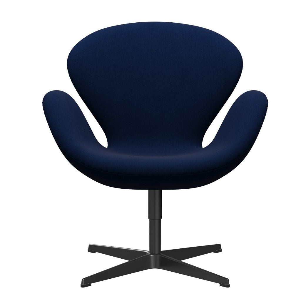 Fritz Hansen Swan Lounge -stol, svart lackerad/komfort mörkblå/grå