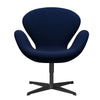Sedia fritz Hansen Swan Lounge, laccatura nera/comfort blu scuro/grigio