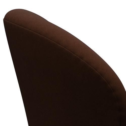 Fritz Hansen Swan休息室椅子，黑色漆/舒适深棕色