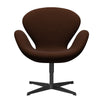 Fritz Hansen Swan Lounge Stuhl, schwarzer Lack/Komfort dunkelbraun