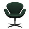 Fritz Hansen Chaise de salon de cygne, laquée noire / confort vert foncé