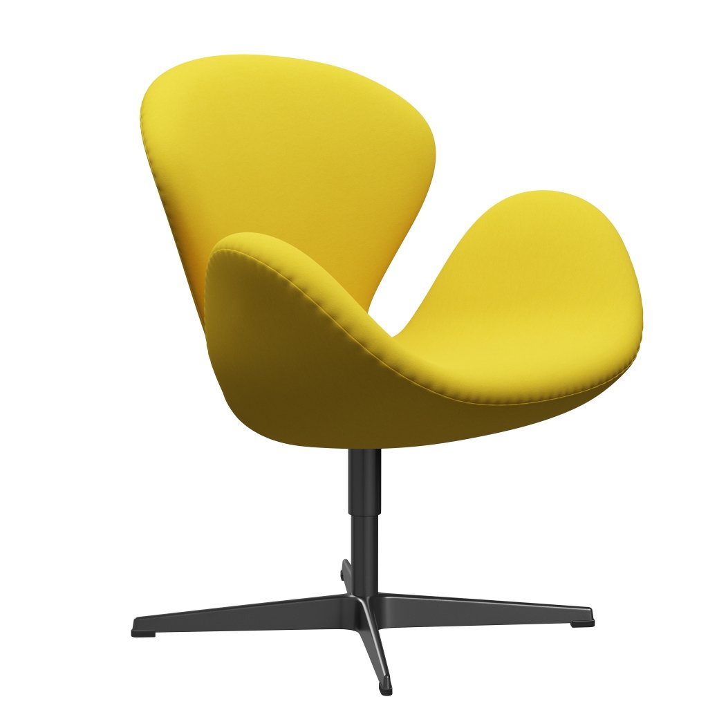 Fritz Hansen Swan休息室椅子，黑色漆/舒适黄色（62003）