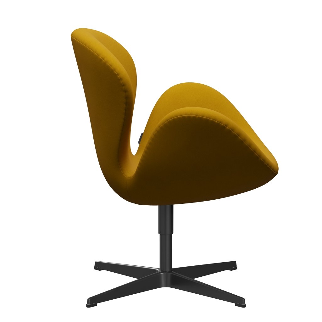 Fritz Hansen Swan Lounge -tuoli, musta lakattu/mukavuus keltainen (62004)