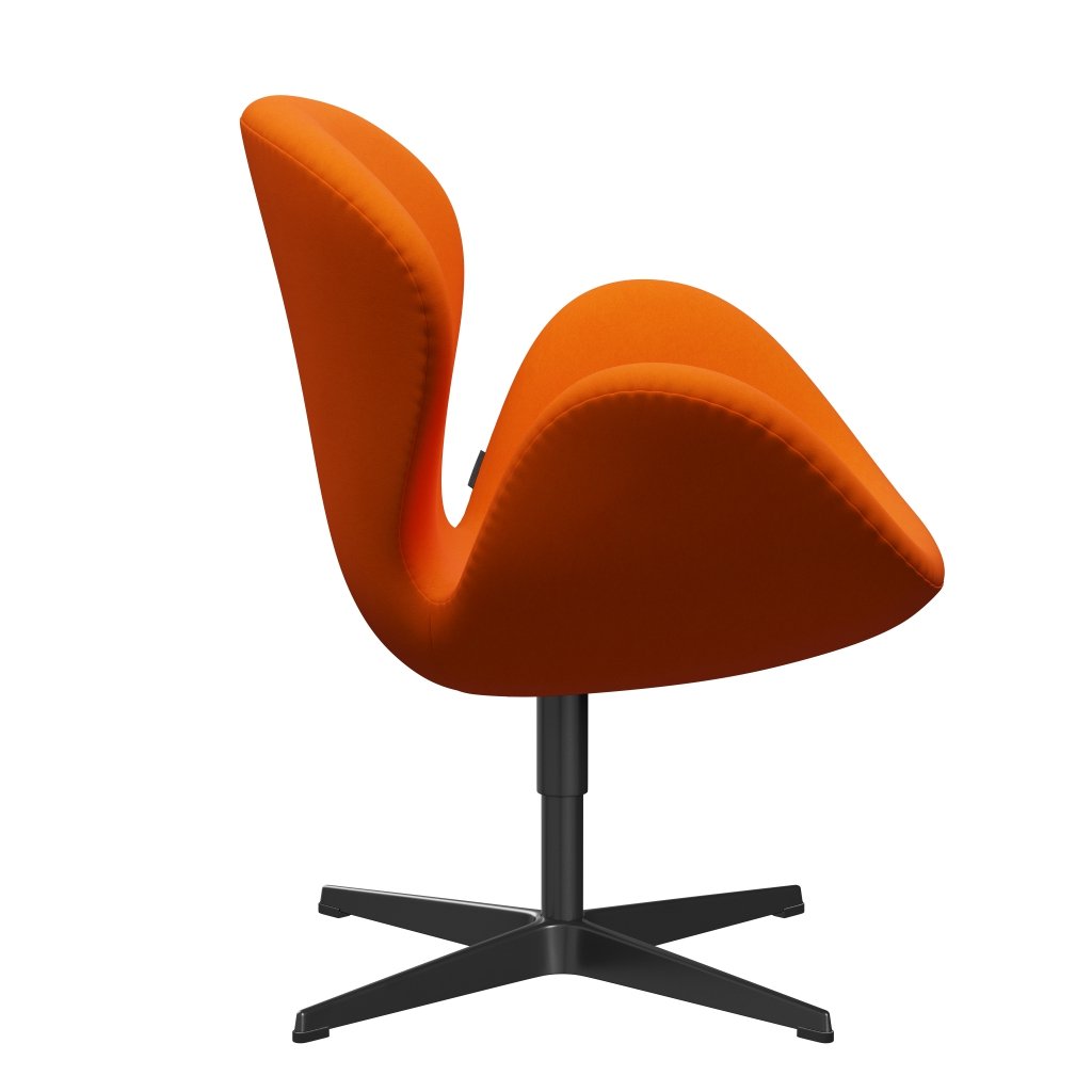 Fritz Hansen Chaise salon de cygne, laquée noire / confort jaune / orange