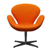 Fritz Hansen Swan Lounge -stoel, zwart gelakt/comfort geel/oranje