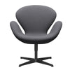 Fritz Hansen Chaise de salon de cygne, noire laqué / gris confort (01012)