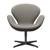 Fritz Hansen Chaise de salon de cygne, noire laqué / Gris confortable (60003)