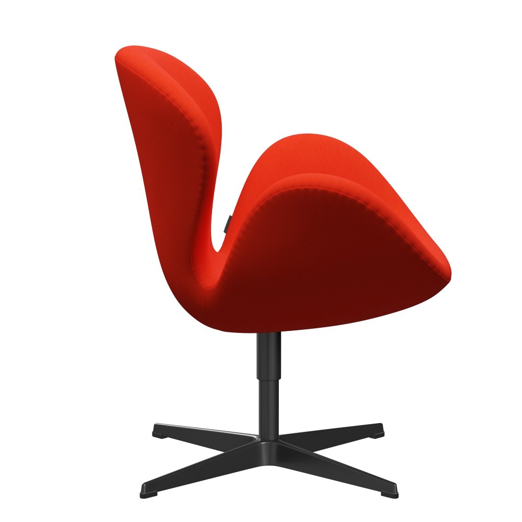 Fritz Hansen Swan Lounge -stol, svart lackerad/komfort orange/röd