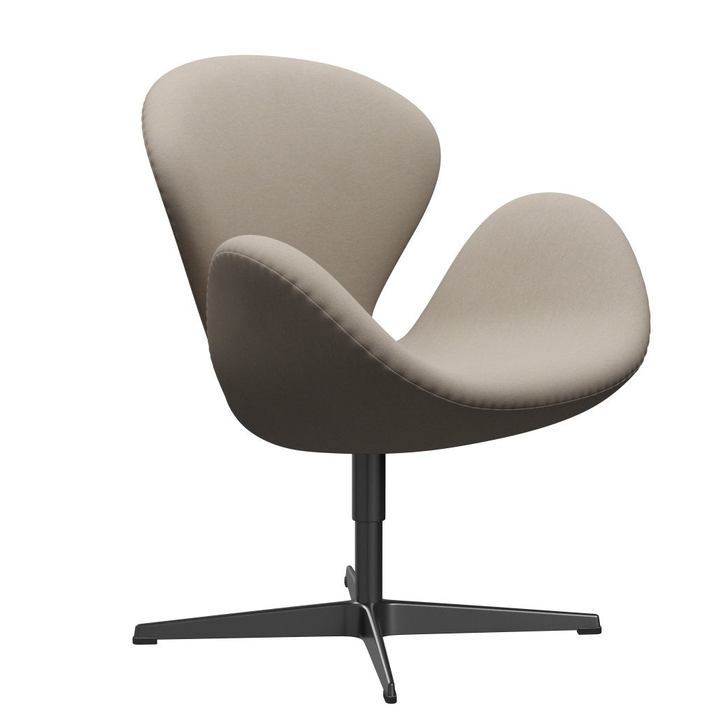 Fritz Hansen Swan休息室椅子，黑色漆/舒适白色灰色