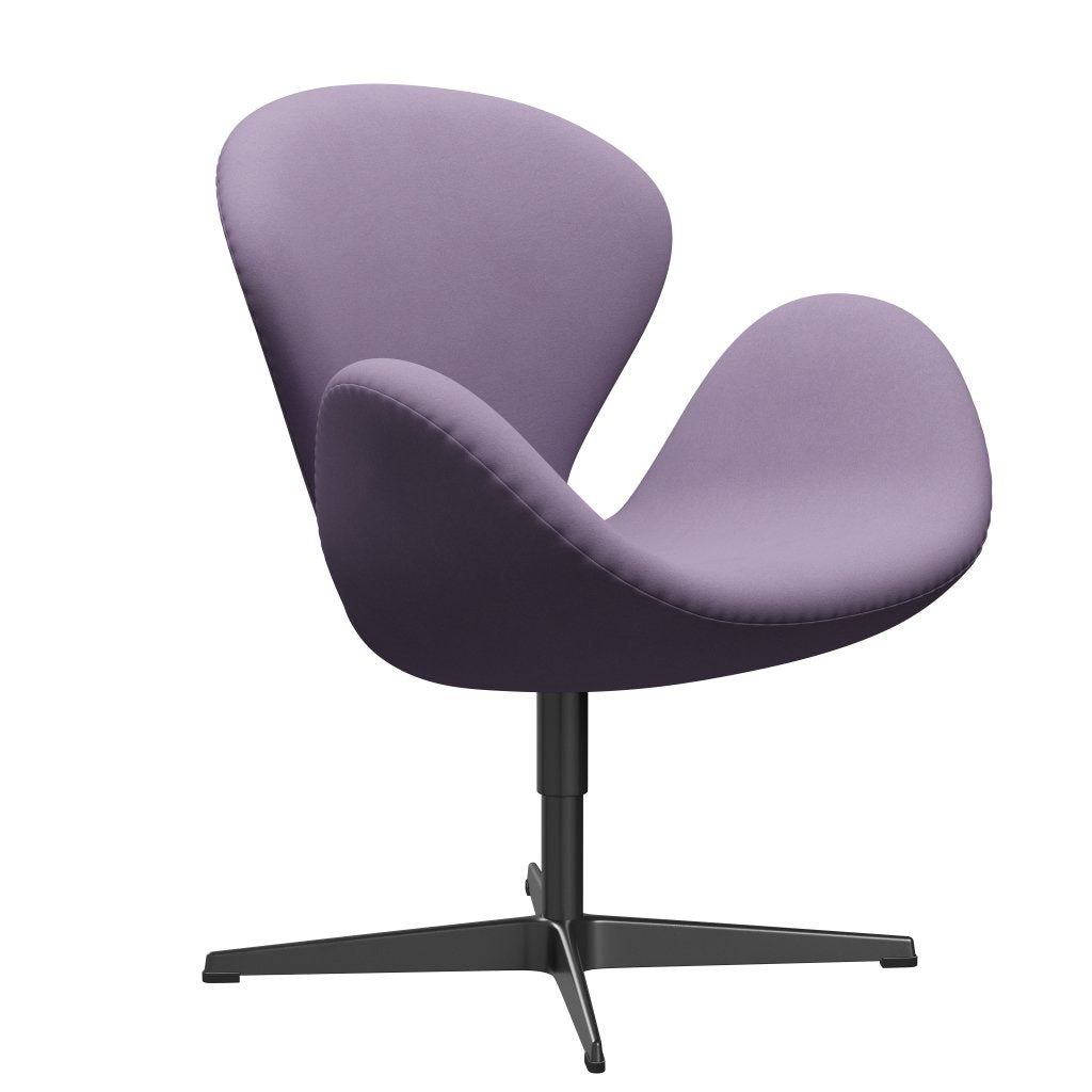 Fritz Hansen Swan Lounge Chair, Black Lackered/Comfort White/Light Violet