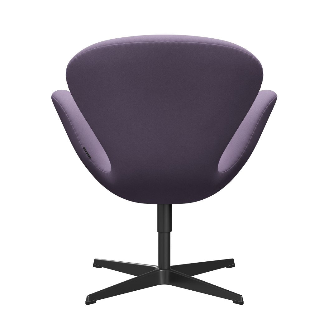 Fritz Hansen Chaise salon de cygne, noir laqué / confort blanc / violet léger