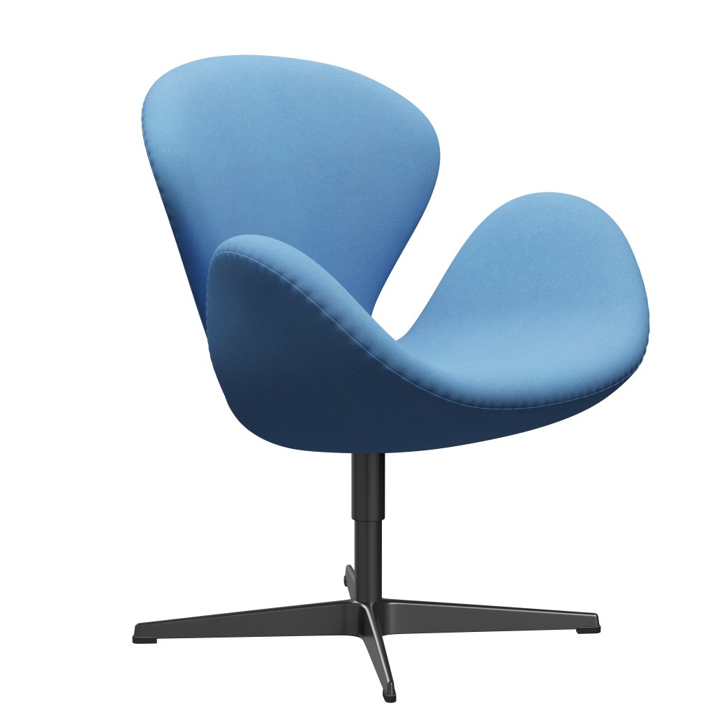 Fritz Hansen Swan Lounge stol, sort lakeret/Divina Light Blue (712)