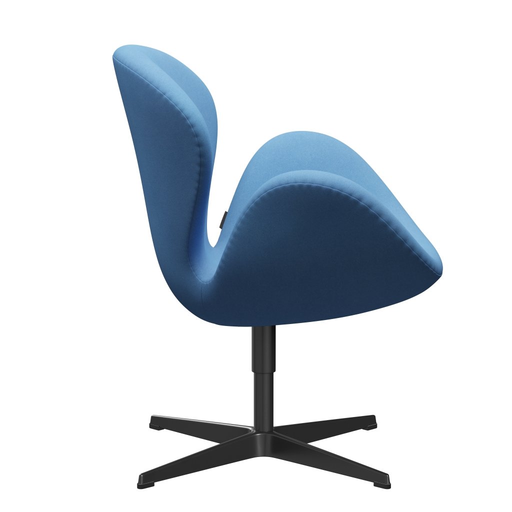 Fritz Hansen Swan Lounge Stuhl, schwarzer lackierter/Divina hellblau (712)