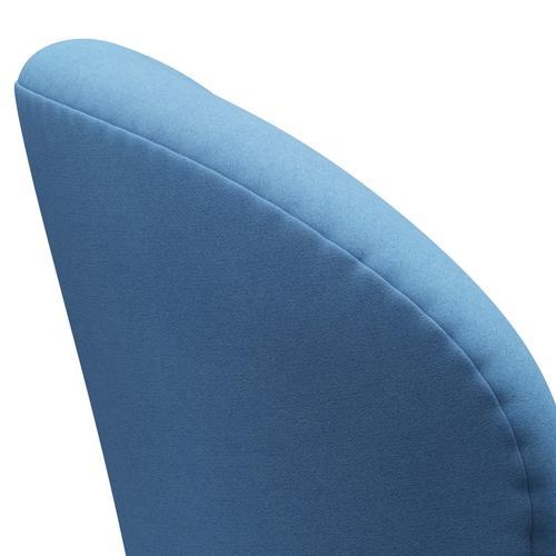 Fritz Hansen Chaise de salon de cygne, noir laqué / divina bleu clair (712)