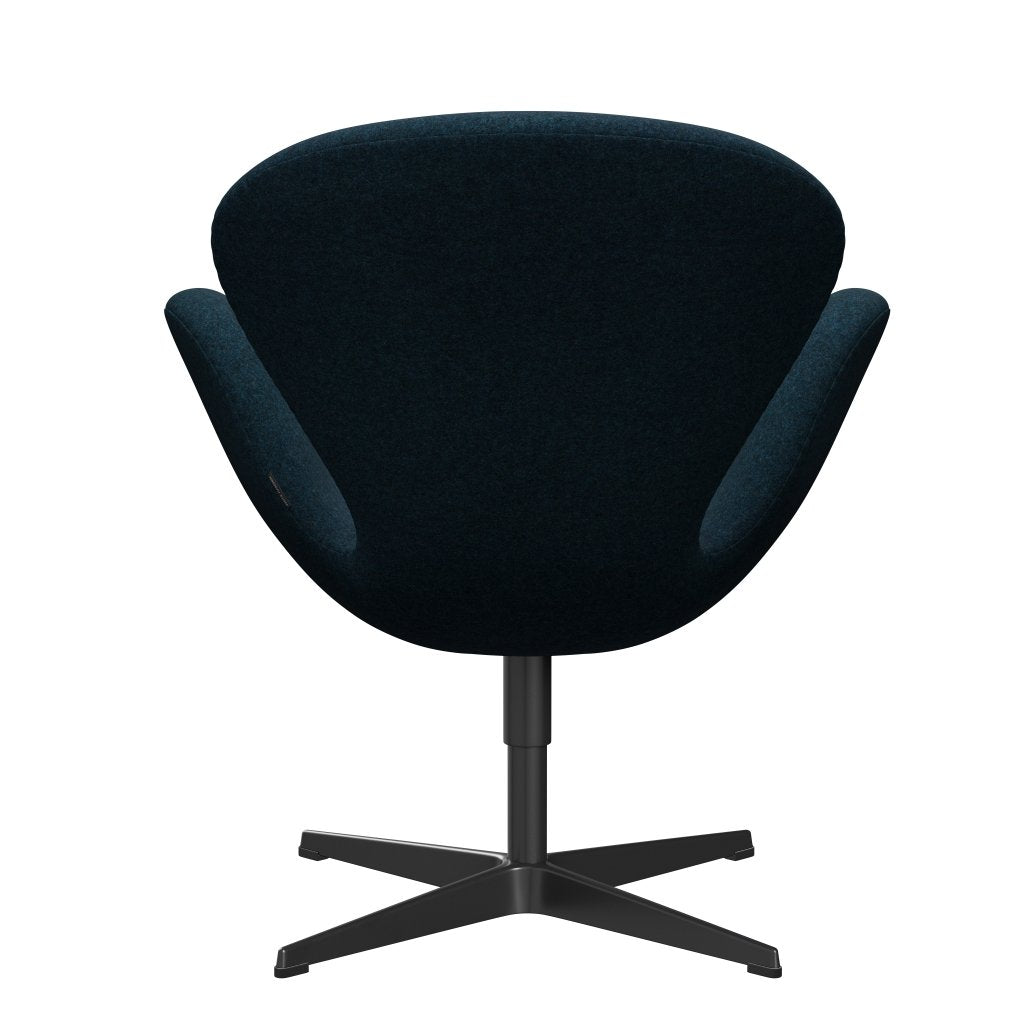 Fritz Hansen Swan Lounge Stuhl, schwarzer lackierter/Divina MD Benzin Dunkelheit