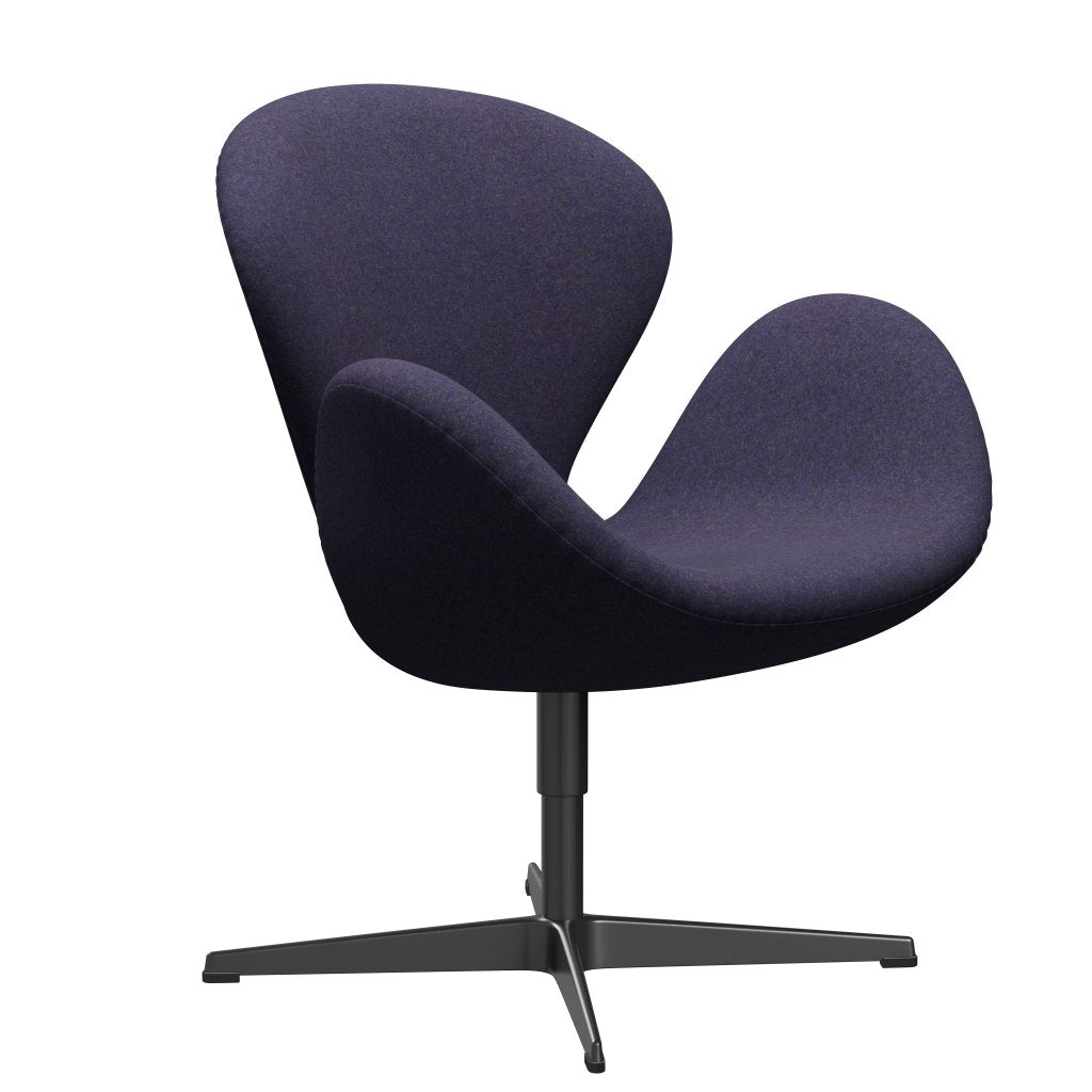 Fritz Hansen Swan Lounge Stuhl, schwarzer lackierter/Divina Md Dusty Blau