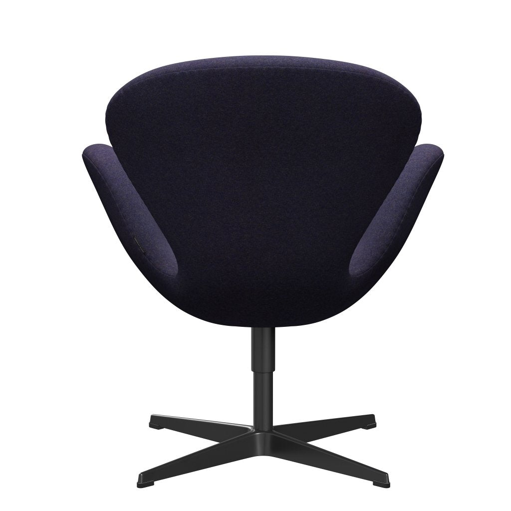 Fritz Hansen Swan Lounge Stuhl, schwarzer lackierter/Divina Md Dusty Blau