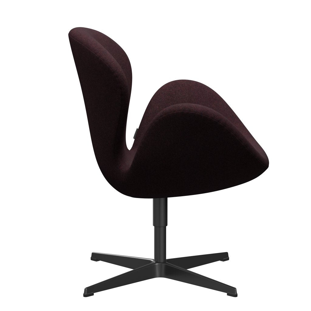 Fritz Hansen Swan Lounge Chair, Black Lacquered / Divina MD Wine Red