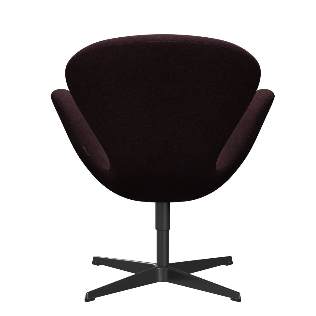Fritz Hansen Swan Lounge Chair, Black Lacquered / Divina MD Wine Red