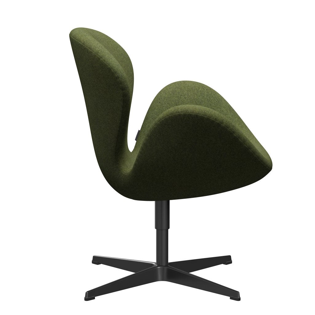 Fritz Hansen Swan Lounge -tuoli, musta lakattu/Divina MD Wintergreen