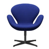 Fritz Hansen Swan Lounge Chair, Black Lacked/Divina Melange Blue (747)