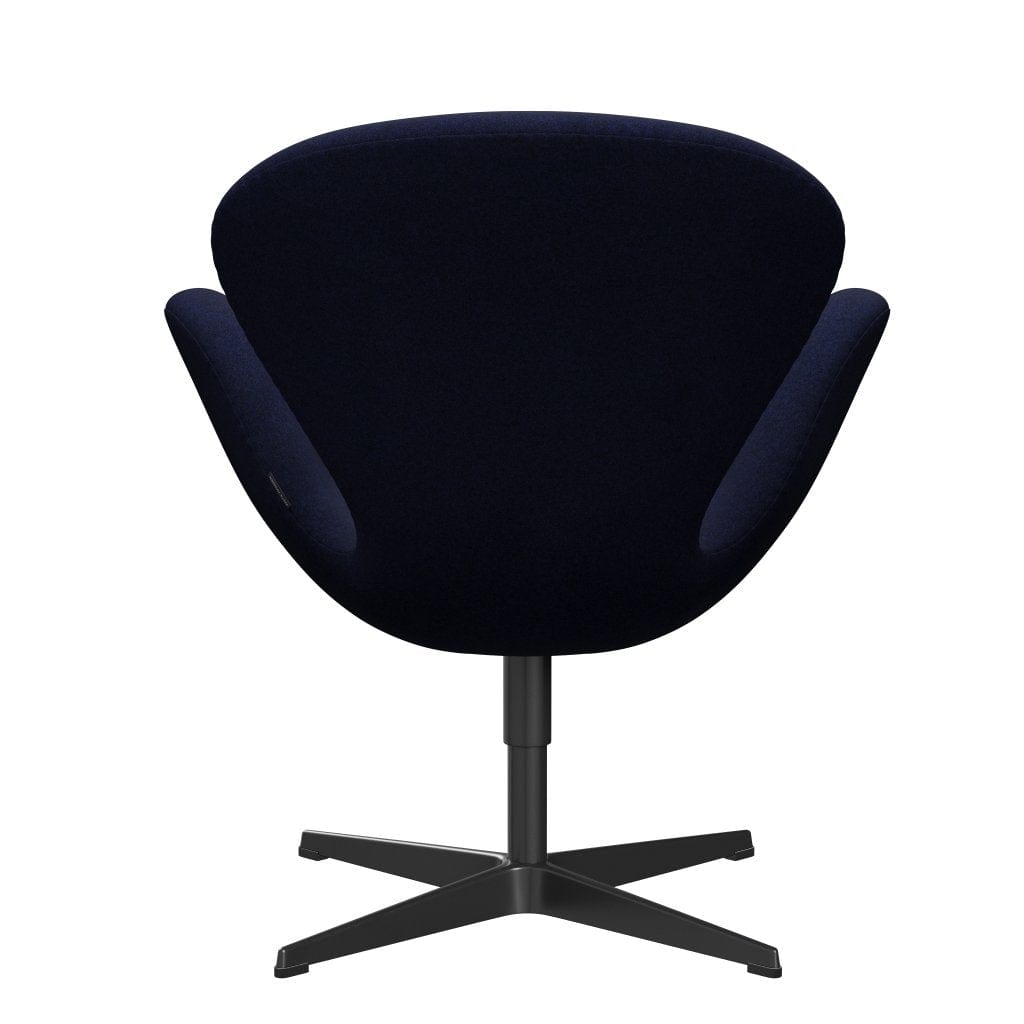 Fritz Hansen Swan休息室椅子，黑色漆/Divina Melange深蓝色