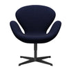 Fritz Hansen Swan Lounge -stoel, zwart gelakt/divina melange donkerblauw
