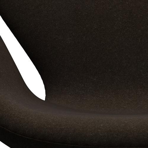 Fritz Hansen Swan Lounge Chair, Black Lacquered/Divina Melange mørkebrun
