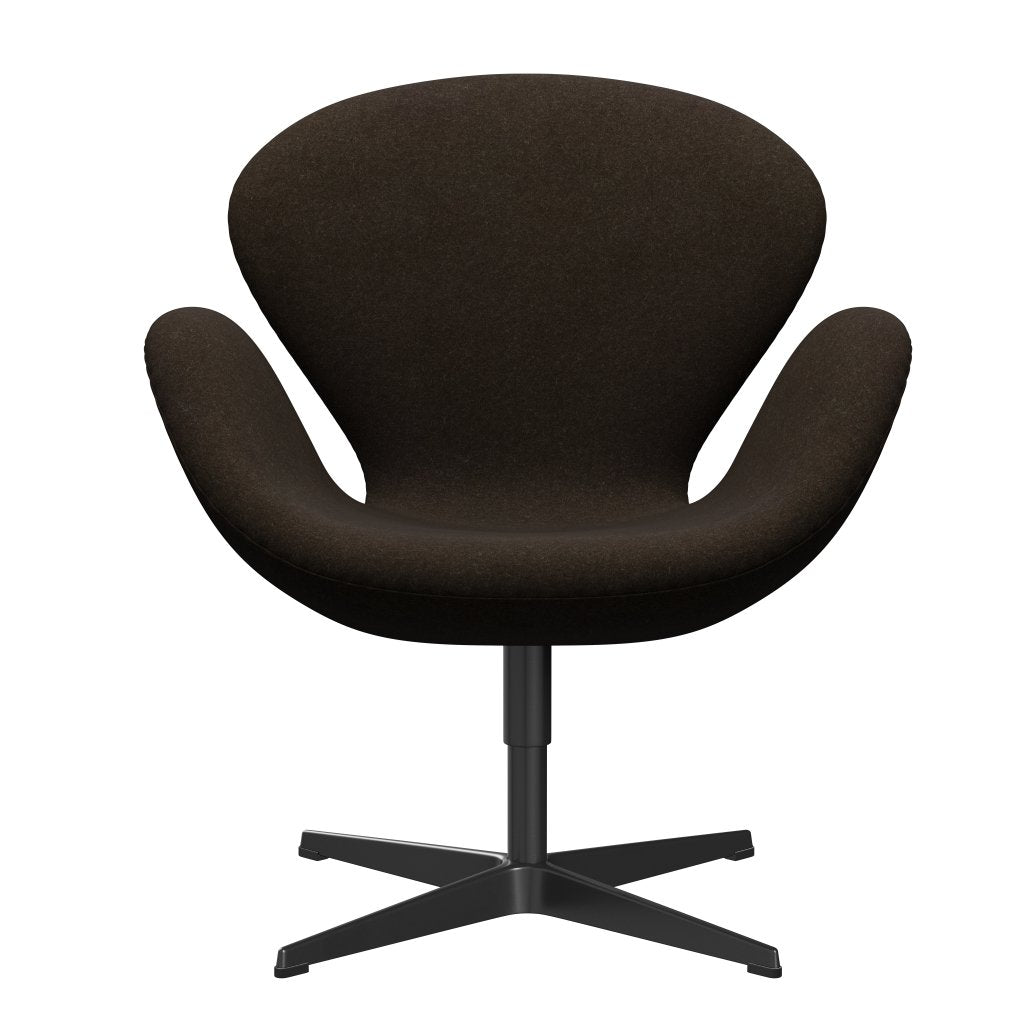 Fritz Hansen Swan Lounge Chair, Black Lacquered/Divina Melange mørkebrun