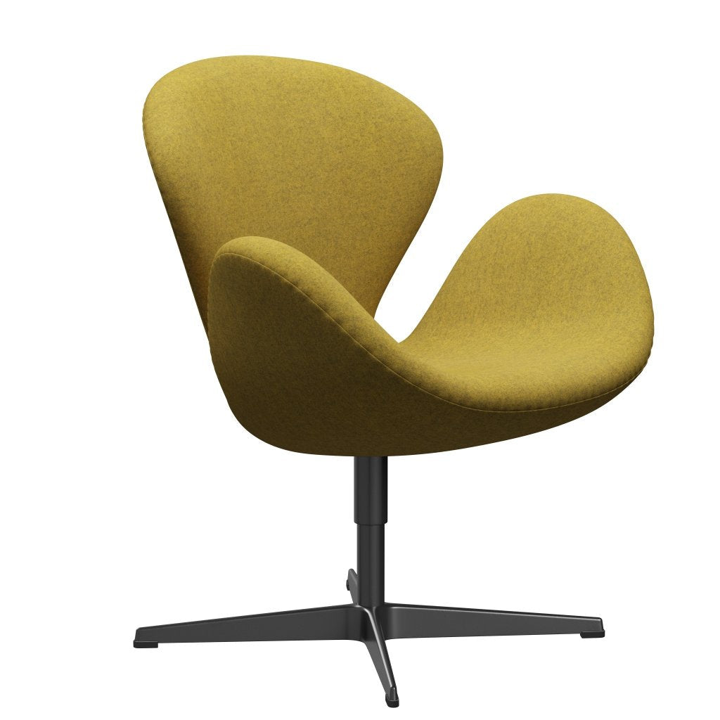 Fritz Hansen Swan Lounge -stoel, zwart gelakt/divina melange geel