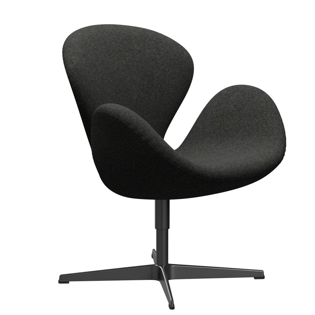 Fritz Hansen Swan Lounge Chair, Black Lacquered/Divina Melange Gray