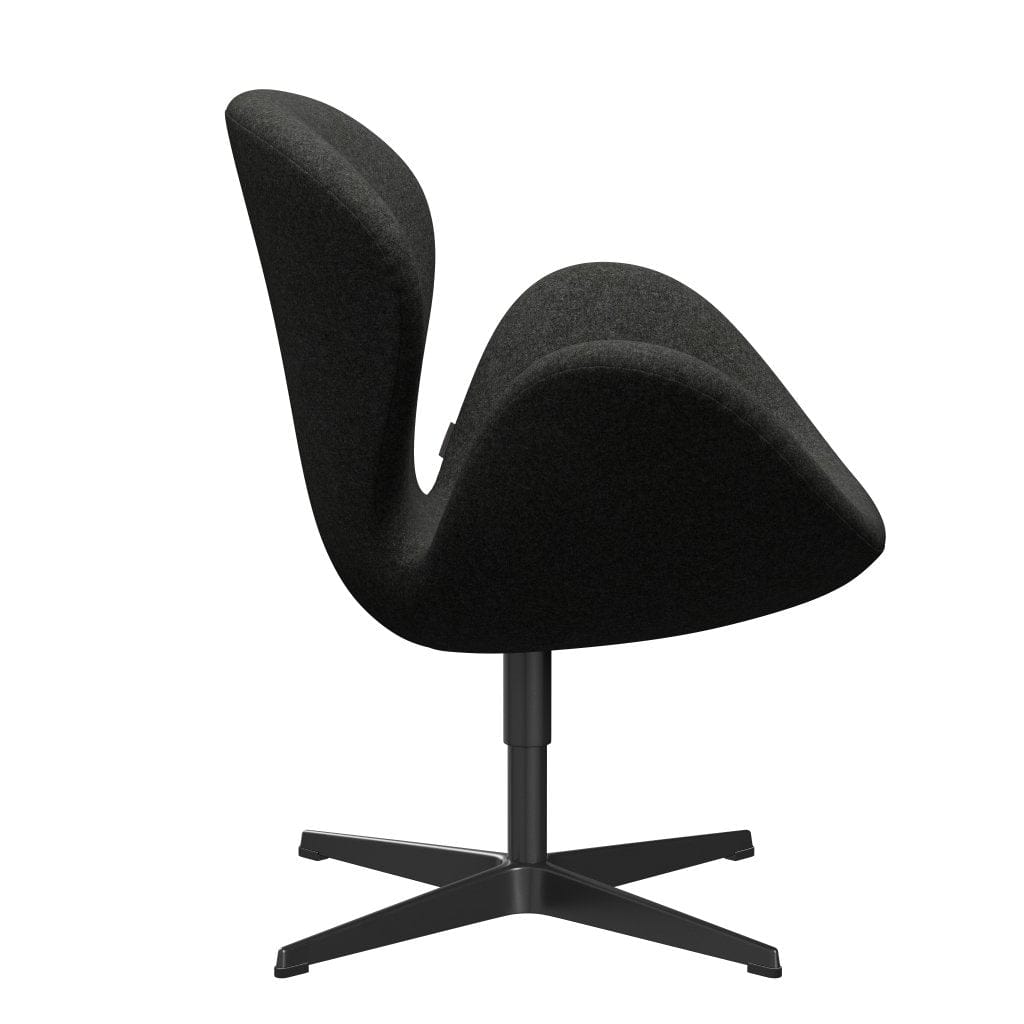 Fritz Hansen Swan Lounge Chair, schwarzer lackierter/Divina Melange Grey