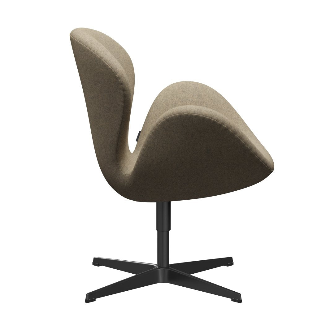 Fritz Hansen Swan Lounge Chair, Black Lacquered/Divina Melange Gray Sand
