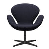 Fritz Hansen Swan Lounge -tuoli, musta lakattu/divina melange harmaa/violetti
