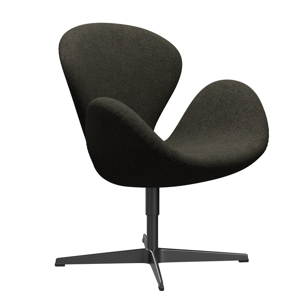 Fritz Hansen Swan Lounge Chair, Black Lacquered/Divina Melange Grey Brown