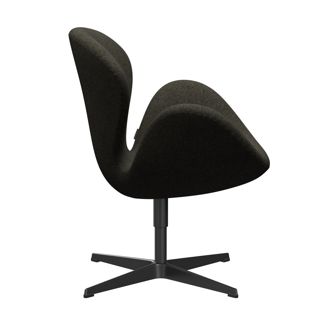Fritz Hansen Swan Lounge Chair, Black Lacquered/Divina Melange Gray Brown
