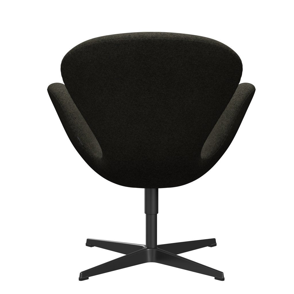 Fritz Hansen Swan Lounge Chair, Black Lacquered/Divina Melange Gray Brown