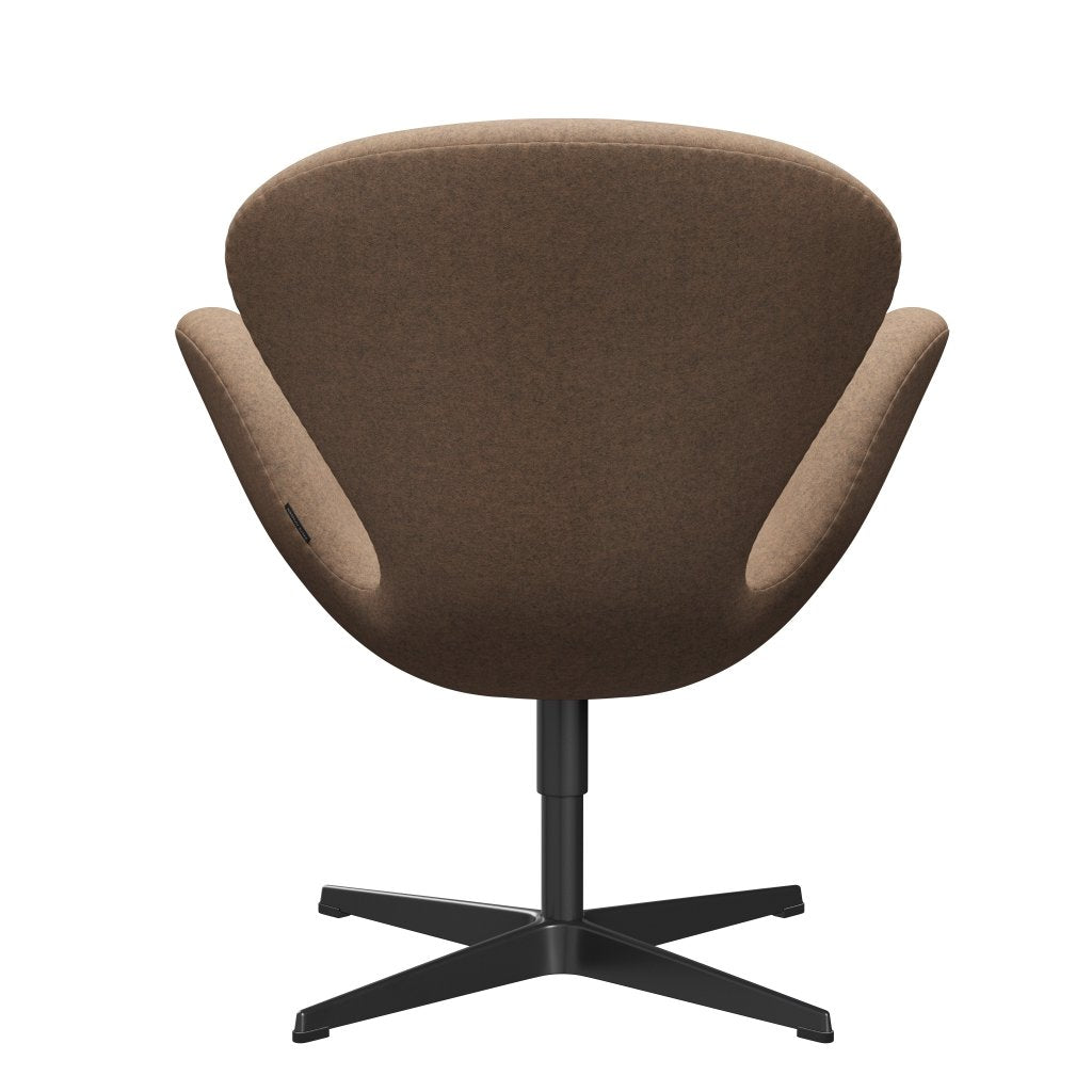 Fritz Hansen Swan Lounge -stoel, zwart gelakt/divina melange grijs naakt