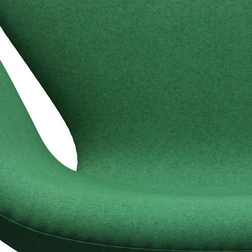 Fritz Hansen Chaise de salon de cygne, noir laqué / divina melange vert