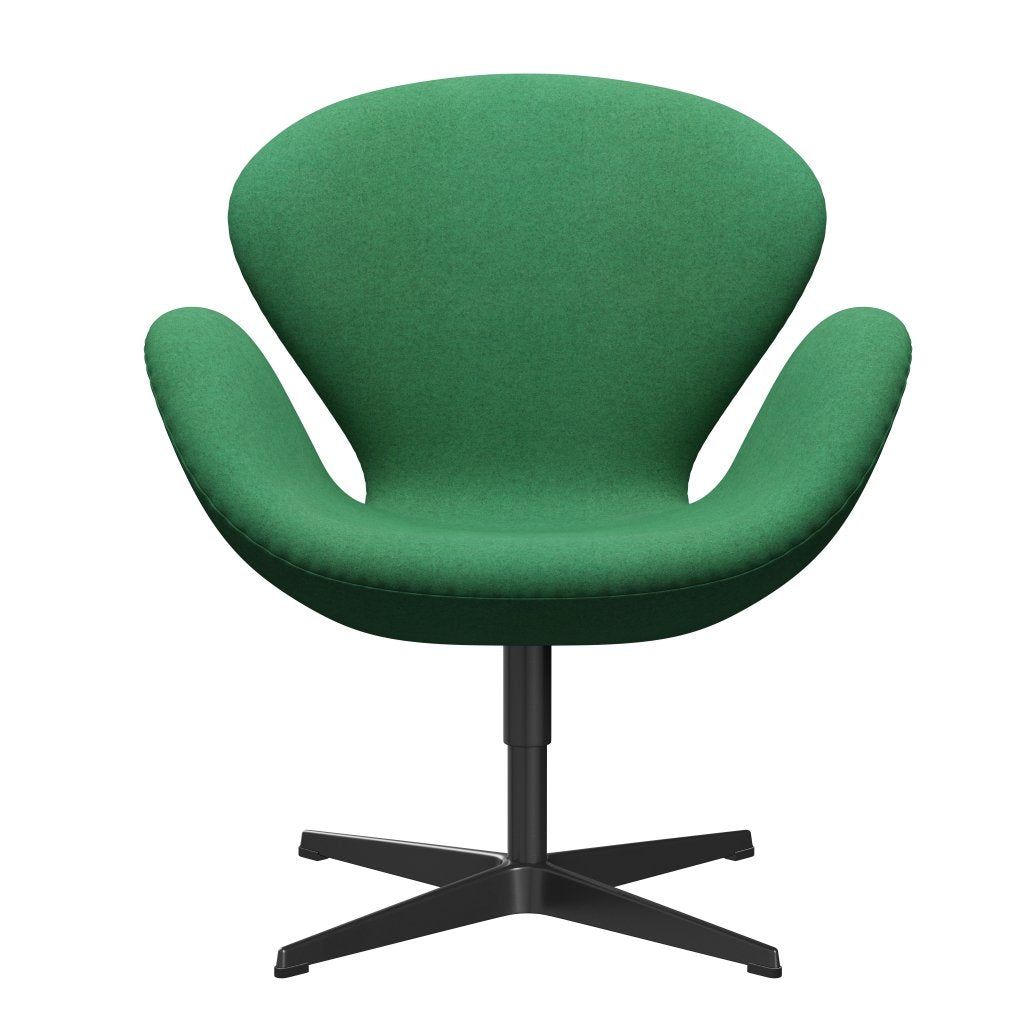 Fritz Hansen Swan Lounge Stuhl, schwarzer lackierter/Divina Melange Green