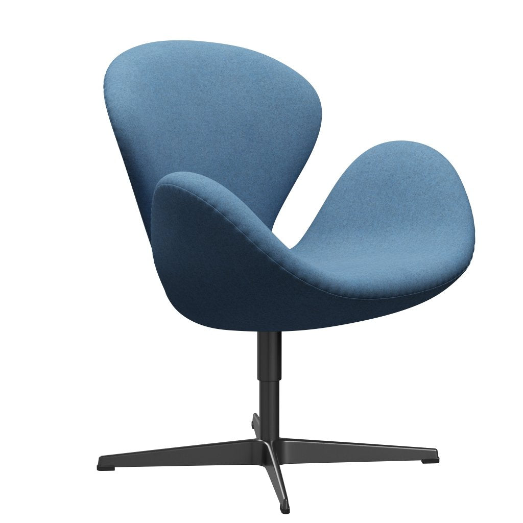 Fritz Hansen Swan Lounge stol, sort lakeret/divina melange lyseblå