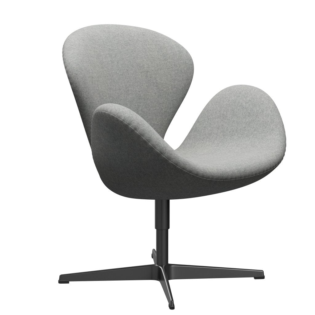 Fritz Hansen Swan Lounge -stoel, zwart gelakt/divina melange lichtgrijs