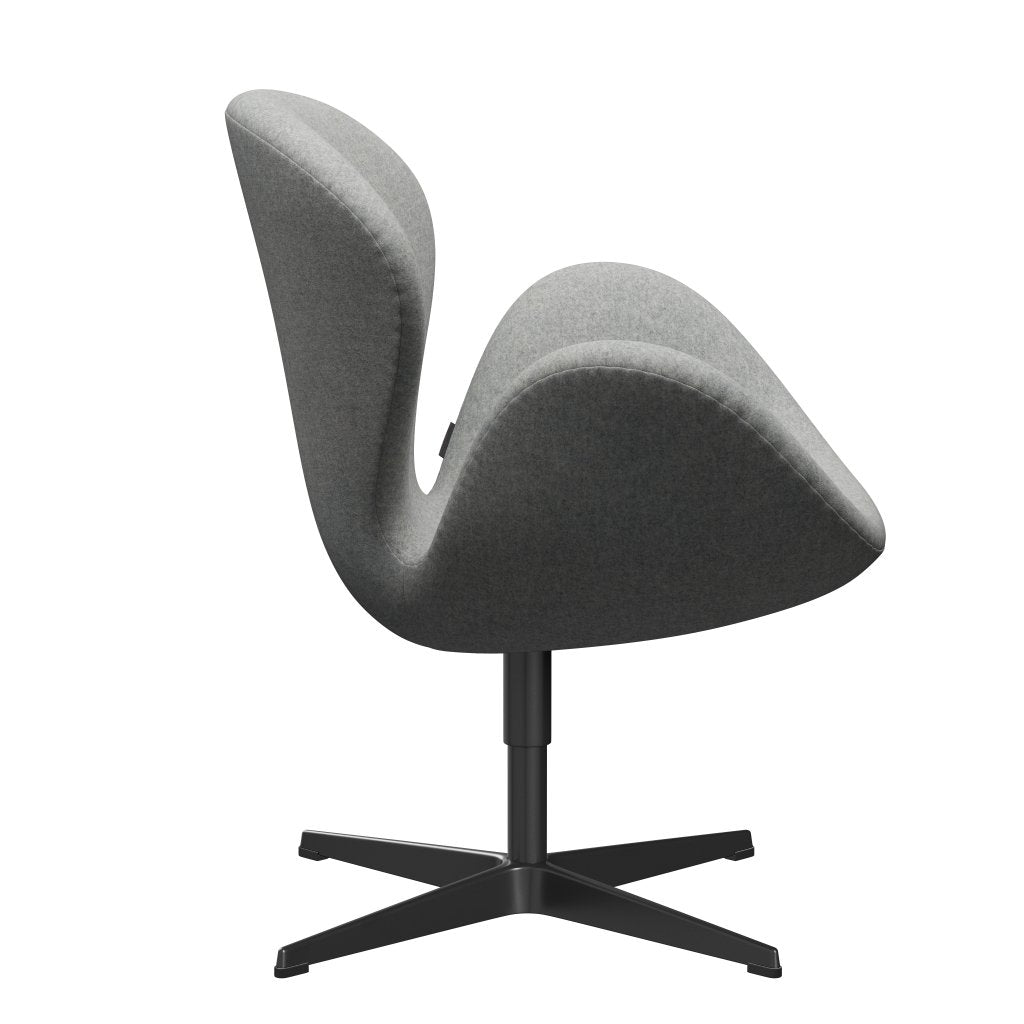 Fritz Hansen Swan Lounge -stoel, zwart gelakt/divina melange lichtgrijs