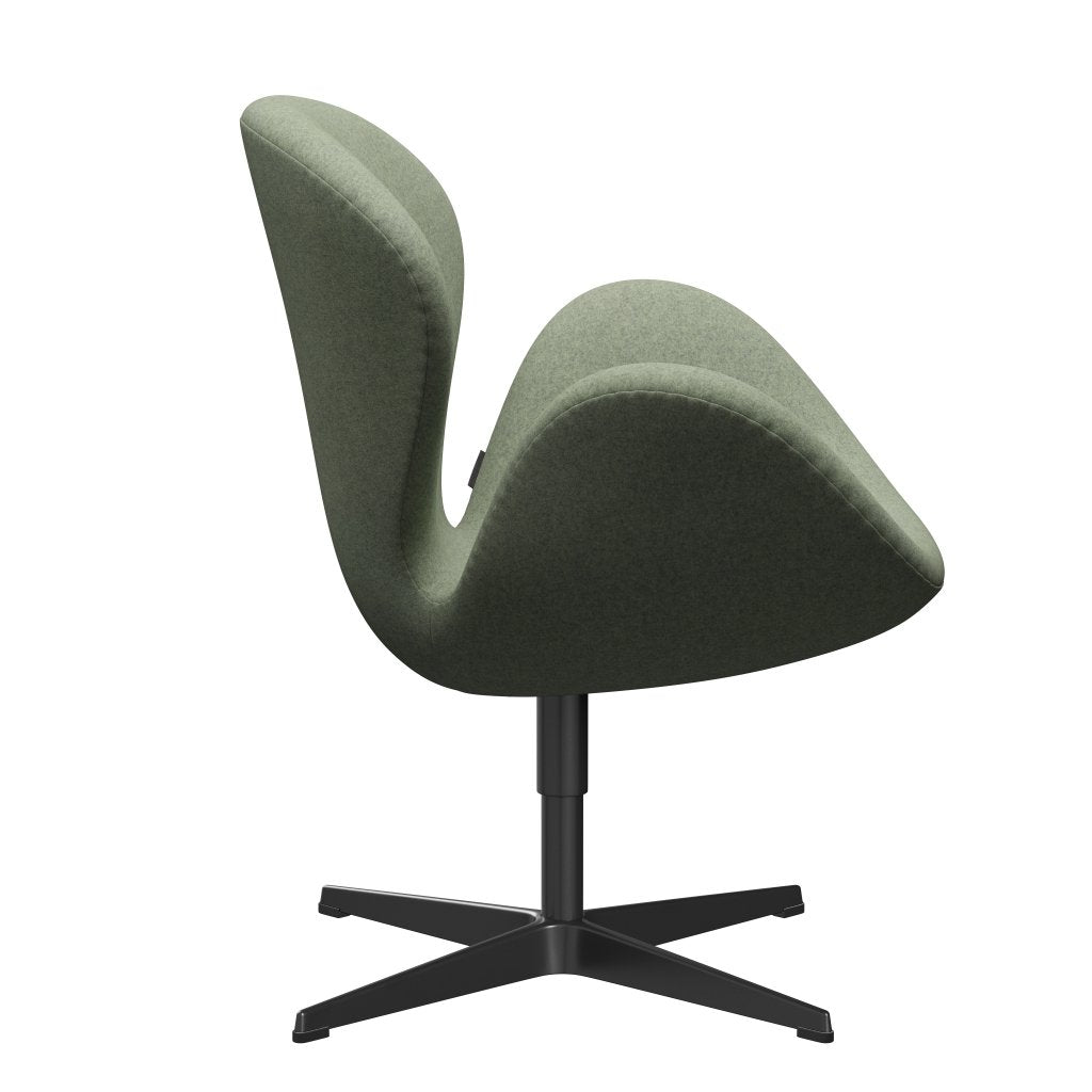 Fritz Hansen Swan Lounge stol, sort lakeret/divina melange lysegrøn