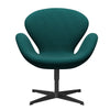 Fritz Hansen Chaise de salon de cygne, noir laqué / divina melange corallien vert
