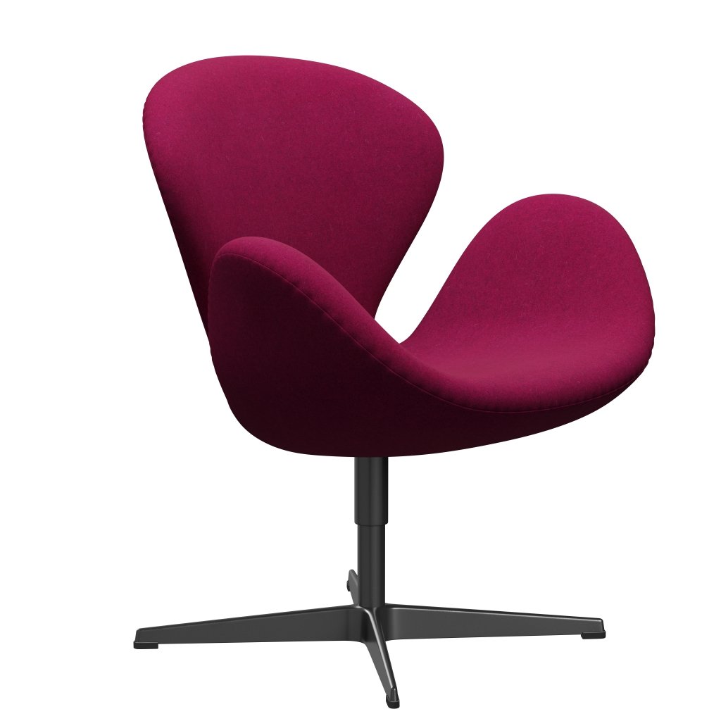Fritz Hansen Swan Lounge -tuoli, musta lakattu/divina melange vaaleanpunainen huulipuna
