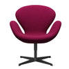 Fritz Hansen Swan Lounge stoel, zwart gelakte/divina melange roze lippenstift