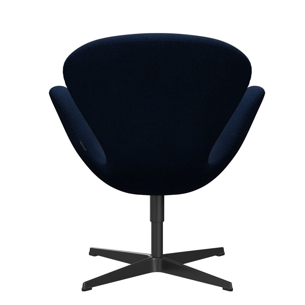 Fritz Hansen Swan Lounge Stuhl, schwarz lackierter/Divina Melange Navy Dunkelheit