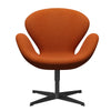 Sedia fritz Hansen Swan Lounge, arancione nera laccata/divina melange