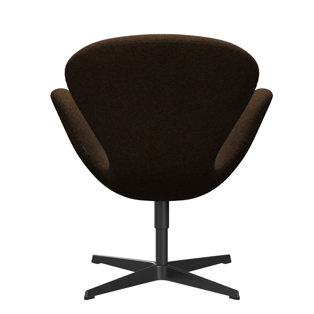 Fritz Hansen Swan休息室椅子，黑色漆/Divina Melange温暖棕色